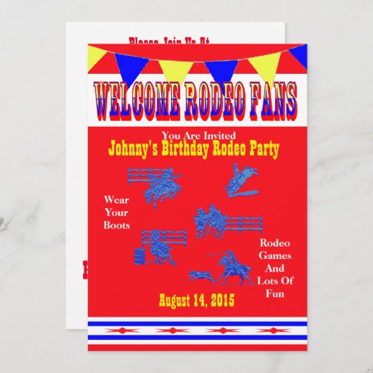 ウエスタンロデオカウボーイオアール女性のカーボーイパーティー 招待状 (正面/裏面)