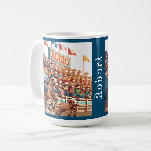 ウエスタンロデオカウボーイカーフローピングカスタム コーヒーマグカップ (正面左)