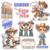 ウエスタンロデオカウボーイキッドライディングイベント名前をカスタムする シール (正面)