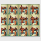 ウエスタンロデオカウボーイサドルブーツロープパパ ラッピングペーパー (フラット)