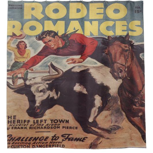 ウエスタンロデオカウボーイステアレスリングロデオロマンス シャワーカーテン (正面)