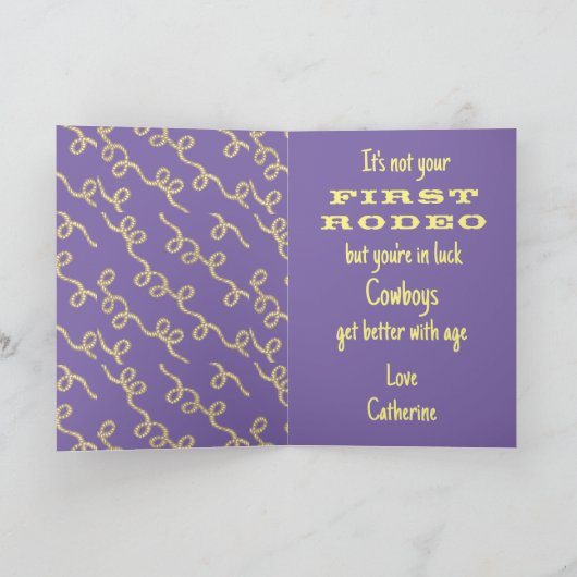 ウエスタンロデオカウボーイズパーソナライズされた誕生日 カード (内部)