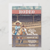 ウエスタンロデオカウボーイパーソナライズされた誕生日 招待状 (正面)
