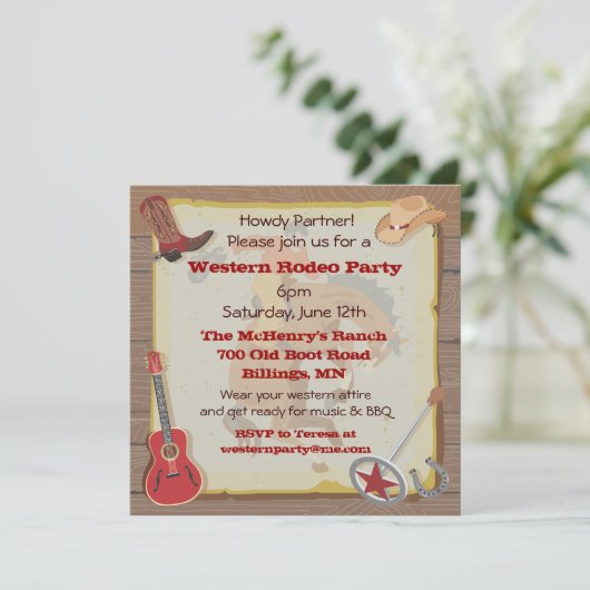 ウエスタンロデオカウボーイパーティの招待状 招待状 (スタンド正面)