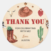 ウエスタンロデオカウボーイラベル誕生日シール ラウンドシール (正面)