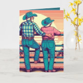 ウエスタンロデオカウボーイ女性のカーボーイカスタム記念日 カード (黄色い花)