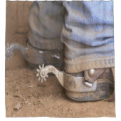 ウエスタンロデオカウボーイ女性のカーボーイブーツ&スプリアス シャワーカーテン (正面)