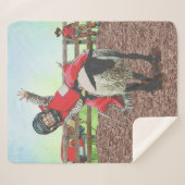 ウエスタンロデオカウボーイ女性のカーボーイマットンブスティング シェルパブランケット (正面(横))