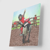 ウエスタンロデオカウボーイ女性のカーボーイマットンブスティング スクエア壁時計 (傾斜)