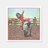 ウエスタンロデオカウボーイ女性のカーボーイマットンブスティング スタンダードカクテルナプキン (正面)