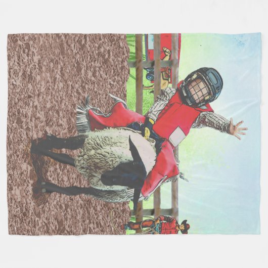 ウエスタンロデオカウボーイ女性のカーボーイマットンブスティング フリースブランケット (正面(横))