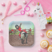 ウエスタンロデオカウボーイ女性のカーボーイマットンブスティング ペーパープレート (パーティー)