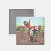 ウエスタンロデオカウボーイ女性のカーボーイマットンブスティング マグネット (正面/裏面)