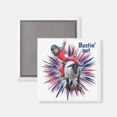 ウエスタンロデオカウボーイ女性のカーボーイマットンブスティング マグネット (正面/裏面)