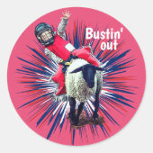 ウエスタンロデオカウボーイ女性のカーボーイマットンブスティング ラウンドシール (正面)