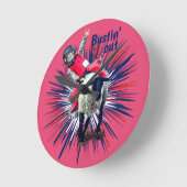 ウエスタンロデオカウボーイ女性のカーボーイマットンブスティング ラウンド壁時計 (傾斜)