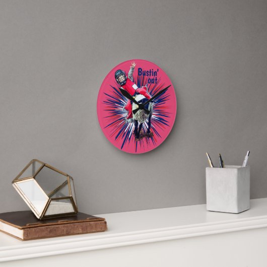 ウエスタンロデオカウボーイ女性のカーボーイマットンブスティング ラウンド壁時計 (オフィス)