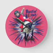 ウエスタンロデオカウボーイ女性のカーボーイマットンブスティング ラウンド壁時計 (正面)