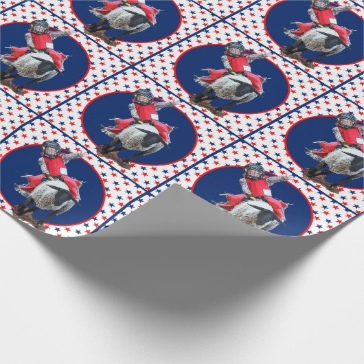 ウエスタンロデオカウボーイ女性のカーボーイマットンブスティング ラッピングペーパー (角)