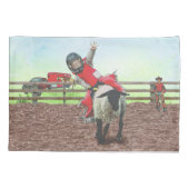 ウエスタンロデオカウボーイ女性のカーボーイマットンブスティング 枕カバー (裏面)