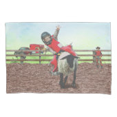 ウエスタンロデオカウボーイ女性のカーボーイマットンブスティング 枕カバー (正面)