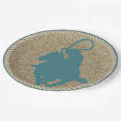 ウエスタンロデオカウボーイ女性のカーボーイロープ ペーパープレート (アングル)