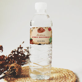 ウエスタンロデオカウボーイ誕生日ウォーターボトルラベル ペットボトルラベル