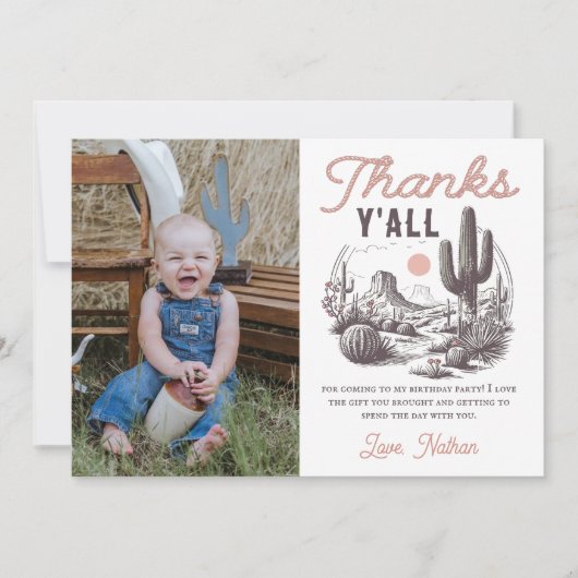 ウエスタンロデオカウボーイ誕生日サンキューカード サンキューカード (正面)