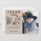 ウエスタンロデオカウボーイ誕生日写真サンキューカード サンキューカード (正面)