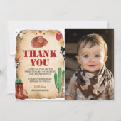 ウエスタンロデオカウボーイ誕生日写真サンキューカード サンキューカード (正面)