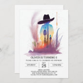 ウエスタンロデオカウボーイ誕生日 招待状 (正面/裏面)