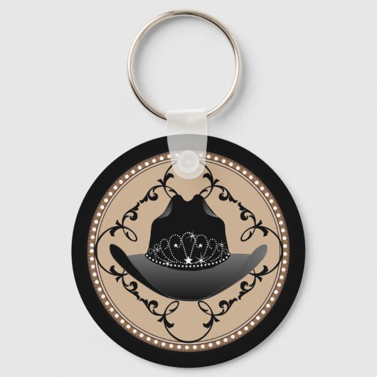 ウエスタンロデオクイーン女性のカーボーイ キーホルダー (正面)