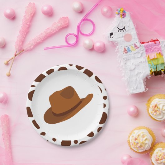 ウエスタンロデオブラウンカウボーイ誕生日 ペーパープレート (パーティー)