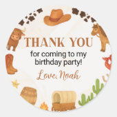 ウエスタンロデオワイルドウエストカウボーイ誕生日 ラウンドシール (正面)