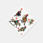 ウエスタンロデオ女性のカーボーイオンウマ スタンダードカクテルナプキン (角)