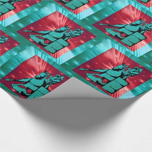 ウエスタンロデオ女性のカーボーイオンホースバレルレーシング ラッピングペーパー (角)