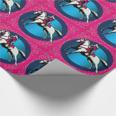 ウエスタンロデオ女性のカーボーイオン走ズホースバレルレース ラッピングペーパー (角)