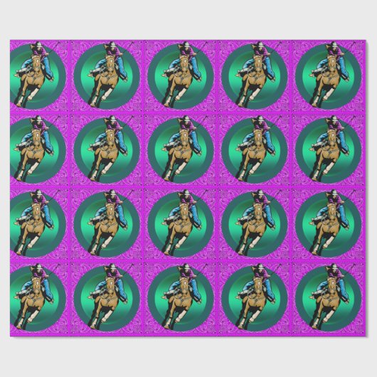 ウエスタンロデオ女性のカーボーイオン走ズホースバレルレース ラッピングペーパー (フラット)