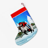 ウエスタンロデオ女性のカーボーイキッドマットンバスタースノーシーン スモールクリスマスストッキング (裏面 (吊り時))