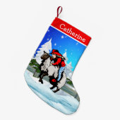 ウエスタンロデオ女性のカーボーイキッドマットンバスタースノーシーン スモールクリスマスストッキング (正面 (吊り時))