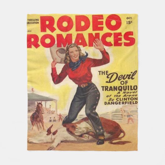 ウエスタンロデオ女性のカーボーイタイイングカーフレロデオロマンス フリースブランケット (正面)