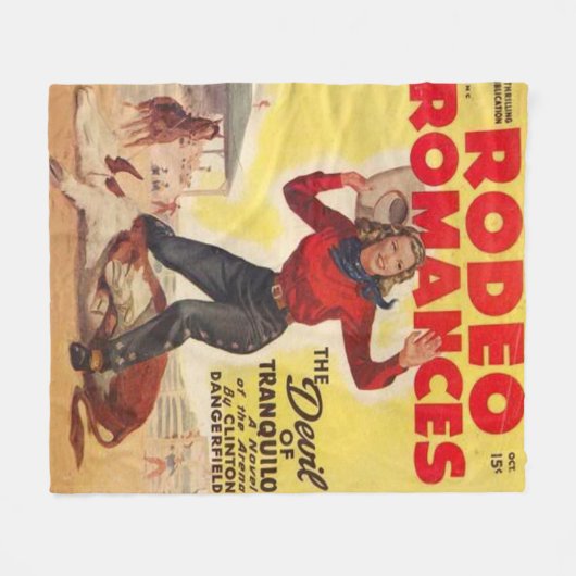 ウエスタンロデオ女性のカーボーイタイイングカーフレロデオロマンス フリースブランケット (正面(横))