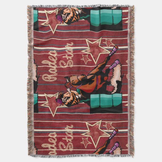 ウエスタンロデオ女性のカーボーイバレルレーサーブランケット スローブランケット (正面縦)