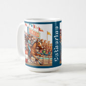 ウエスタンロデオ女性のカーボーイバレルレーシングカスタム コーヒーマグカップ (正面左)