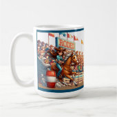 ウエスタンロデオ女性のカーボーイバレルレーシングカスタム コーヒーマグカップ (左)