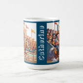 ウエスタンロデオ女性のカーボーイバレルレーシングカスタム コーヒーマグカップ (中央)