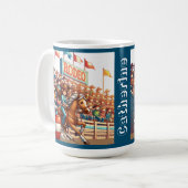 ウエスタンロデオ女性のカーボーイバレルレーシングカスタム コーヒーマグカップ (正面左)