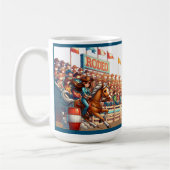 ウエスタンロデオ女性のカーボーイバレルレーシングカスタム コーヒーマグカップ (左)