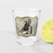 ウエスタンロデオ女性のカーボーイバレルレーシングベルトバックル ショットグラス (正面)