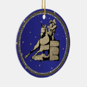 ウエスタンロデオ女性のカーボーイバレルレース セラミックオーナメント (右)